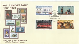 Post Office 10 years minisheet Guernsey FDC 1979 (140357) - Picture 1 of 1