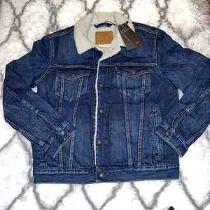 Levi's Herren Sherpa Denim Trucker Jacke Palmer Blau Größe M Neu - Bild 1 von 8