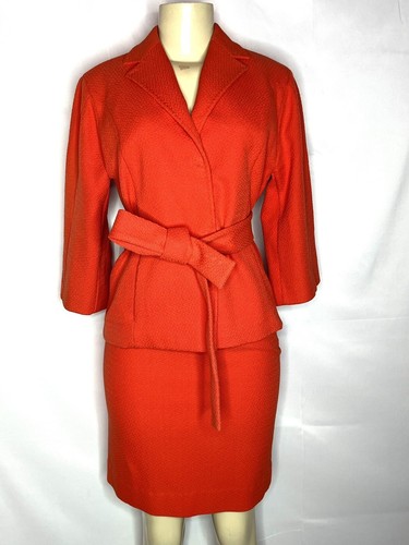 VALENTINO ROMA GIACCA ARANCIONE CON CINTURA COTONE TUTA TAGLIA 40 4