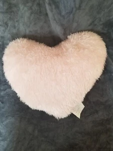 Large Pink & Silver Fluffy Heart Pillow - Picture 1 of 5
