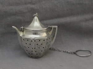 Sterling Miniature Teapot Tea Strainer - Picture 1 of 9