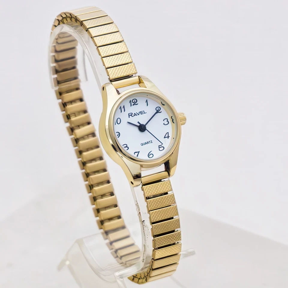 Ravel Ladies  Petite Goldtone Quartz Watch Expanding Bracelet #52 R0207.01.2 - Image 1 of 4