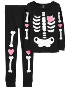 Carters Halloween Skeleton Glow in the Dark 2 PC Pajamas Kids Size 12 - Picture 1 of 8