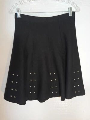 Vila Milano Skirt Medium Beaded Swing Academia Black Studded - Image 1 of 4