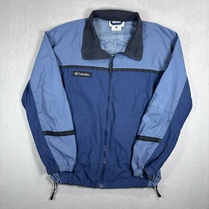 Vintage Columbia Sportswear Windbreaker Jacket Full Zip Blue Gorpcore Packable - Picture 1 of 9