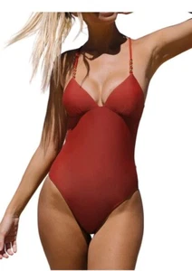 One Piece Swimsuit for Women Bathing Suit Criss Cross Back Tie V Neck Spaghetti - Picture 1 of 5