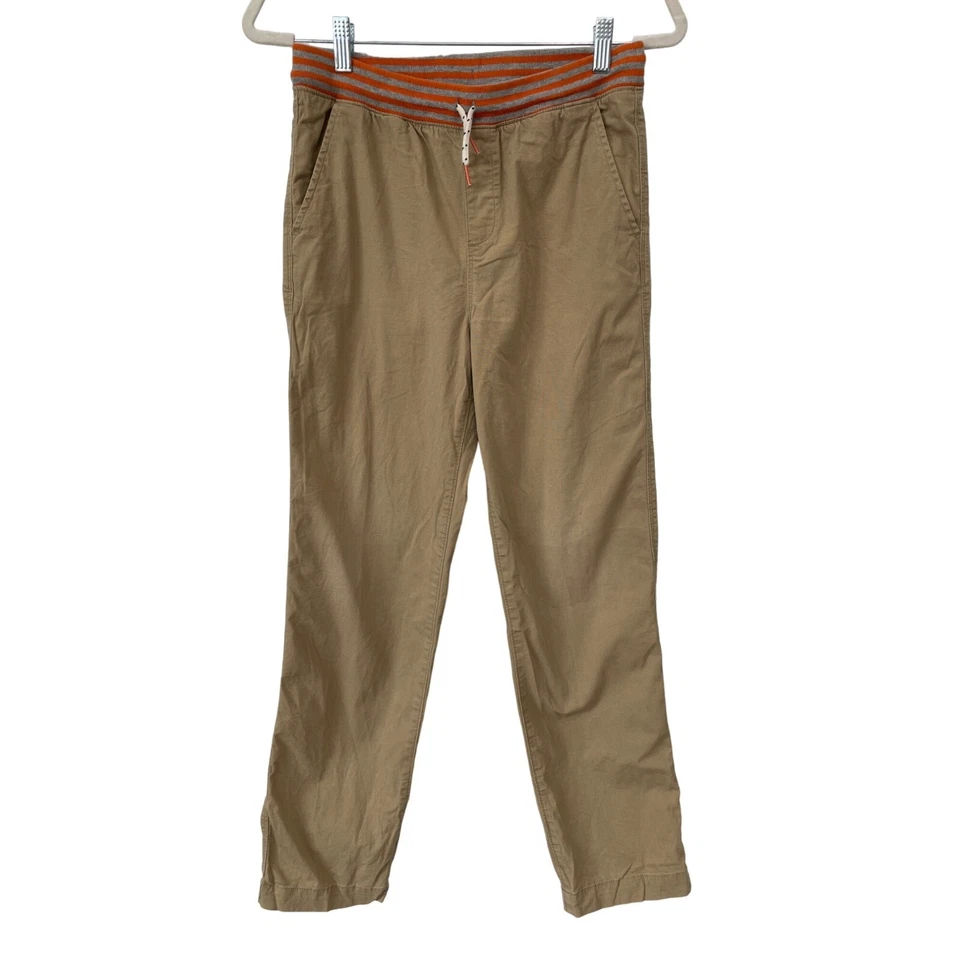 Calça chino Lands End pull-on menino XL 14-16 listra elástica cintura sarja uniforme bronzeado - Imagem 1 de 4