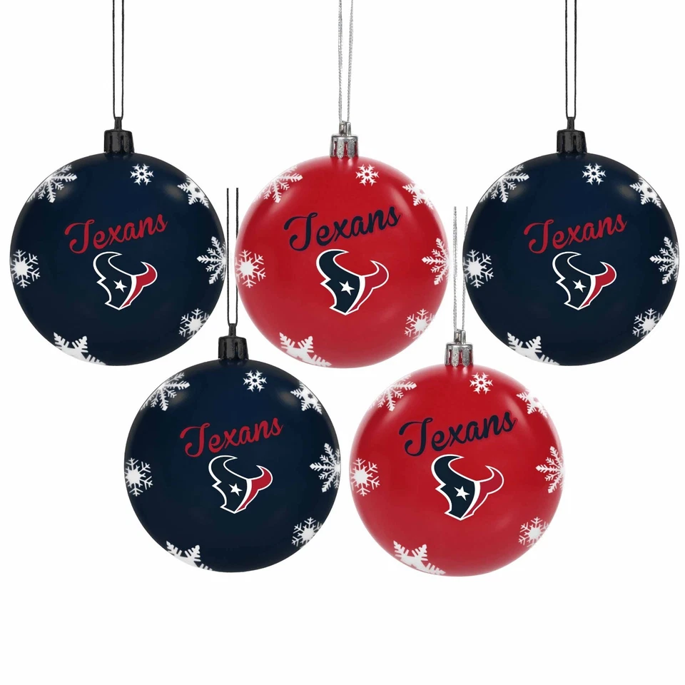 Houston Texans Shatterproof BALLS Christmas Tree Holiday Ornaments Set 5 pack - Image 1 of 1