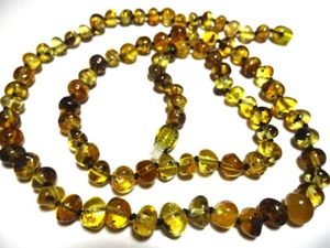 Green Natural Baltic Amber Necklace 60cm. 23.6 inch - Picture 1 of 3