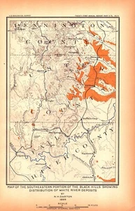 SOUTH DAKOTA, S.E. BLACK HILLS, BUFFALO GAP Antique geology map 1899 - Picture 1 of 1