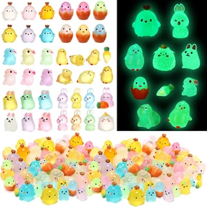 54 Pcs Easter Luminous Mini Resin Bunny Chicken Frog Sheep Carrot Glow in Dark T - Picture 1 of 12
