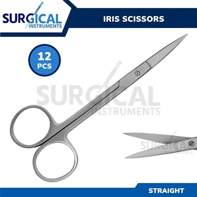 12 Pcs Iris Scissors 4.5" Straight Surgical Dental Instruments German Grade - Image 1 of 4