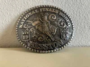 1984 Hesston NFR Belt Buckle Cowboy Vintage National Finals Rodeo - Picture 1 of 5