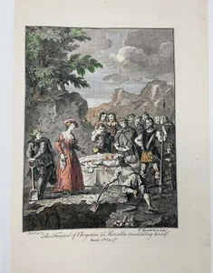 Antique Circa 1870 William Hogarth Plate Engraving Hand Painted Funeral Chrystom - Picture 1 of 12