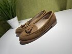 Topshop Suede Leather  Loafers with Tassel, Size 39 TAN brown USED in VGC