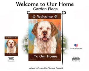 Welcome Garden Flag - Orange and White Clumber Spaniel 042A - Picture 1 of 1
