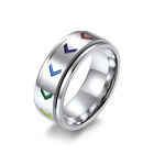 Rainbow Pride Rings Stainless Steel Men Women Couple Lesbian Gay Promise Jewelry