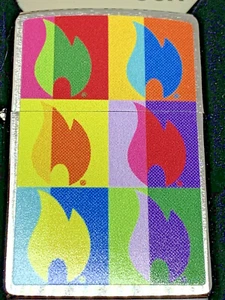 ZIPPO LIGHTER Chrome ABSTRACT FLAME DESIGN 29623 New In Box genuine 2017 Warhol - Picture 1 of 6