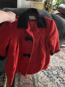 Vintage Holiday Girls Rothschild Red Wool Jacket GORGEOUS 4-5 Coat - Picture 1 of 3