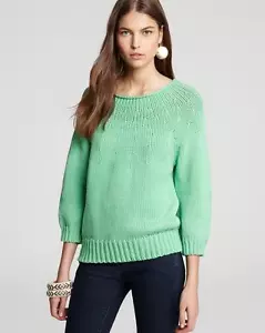 Suéter de algodón grueso tejido grueso Diane von Furstenberg Endive Green Averill $375 nuevo con etiquetas M - Imagen 1 de 12