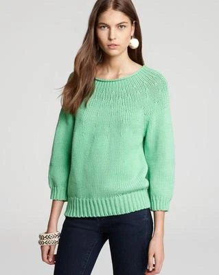 Suéter Diane von Furstenberg Verde Averill Grueso Tejido Algodón $375 Nuevo con Etiquetas M Foto 1 de 4