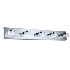Eglo Vanity Light Bar 30.86" 5-Light LED Metal in Chrome w/ Drum Plastic Shade - Picture 1 of 4