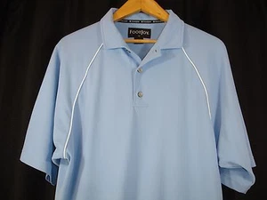 FootJoy Mens M Short Sleeve Light Blue White Detail Polo Golf Shirt - Picture 1 of 7
