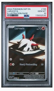 Arte completo ilustración Pokémon Surging Sparks 196 Larvesta PSA 10 GEMA como nuevo 2024 - Imagen 1 de 2