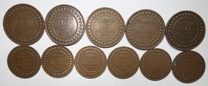 Tunisie Protectorat Français, Lot de 11 Monnaies de 1891 à 1916 !! - Imagen 1 de 2