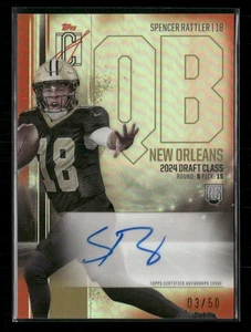 2024 Topps Signature Class Rookies Chrome Auto Orange Spencer Rattler /50 - Picture 1 of 2