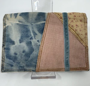 Cartera Lucky Brand Denim Patchwork Bolsillos Internos a Presión Boho Pradera Occidental - Imagen 1 de 11