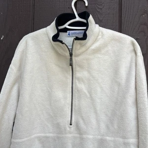 Marsh Landing Herren einfarbig weiß 1/4 Reißverschluss Fleece Pullover Sweatshirt Größe Large - Bild 1 von 10