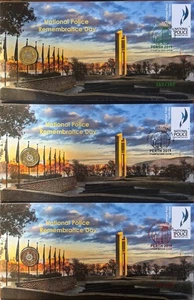 2019 Perth Stamp & Coin Show National Police PNC/FDC set of 3 colored Foil pmk - Picture 1 of 8