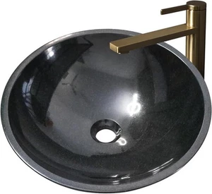Black Granite Stone Bathroom Sink 17inch Round 16.93"X16.93"X5.1", - Picture 1 of 7