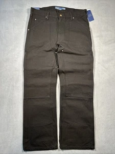 Pantalones de mezclilla relajados Polo Ralph Lauren para hombre estribo de lona de carpintero doble rodilla negros - Imagen 1 de 23