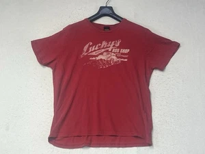 Lucky Brand T Shirt Men's XL Red Lucky's Rod Shop Speed Equipment Car Logo - Picture 1 of 7