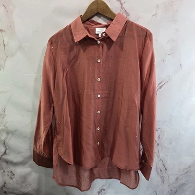 Bailey 44 Shirt Womens Large Pink Button Up Gem Jewell Crystal Bedazzled Glam - Image 1 of 4