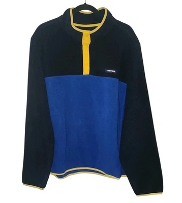 Lands End Heritage Men's XXL Warm Fleece Pullover Blue Snap Front Colorblock  - Image 1 of 4