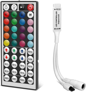 4-PIN LED Controller, 44-Keys IR Wireless Remote Control, DC 5V/12V/24V RGB LED  - Picture 1 of 12