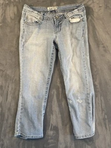 LEI Jeans Kids Girls 1* Junior Blue Ashley Low Rise Light Wash Faded Distressed - Picture 1 of 11