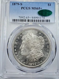 1879-S MORGAN DOLLAR PCGS & CAC MS65+ Plus Grade CAC Sticker - Picture 1 of 4