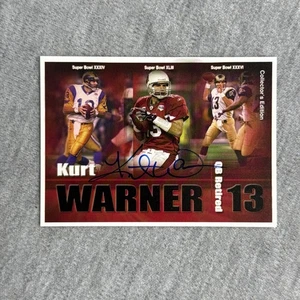 Tarjeta de fútbol americano firmada con autógrafo por Kurt Warner automática St. Louis Rams Arizona Cardinals - Imagen 1 de 2