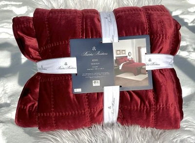 BROOKS BROTHERS Edredón Terciopelo Doble Puntada Caja King Merlot Rojo Silencioso Lujo NUEVO Foto 1 de 4