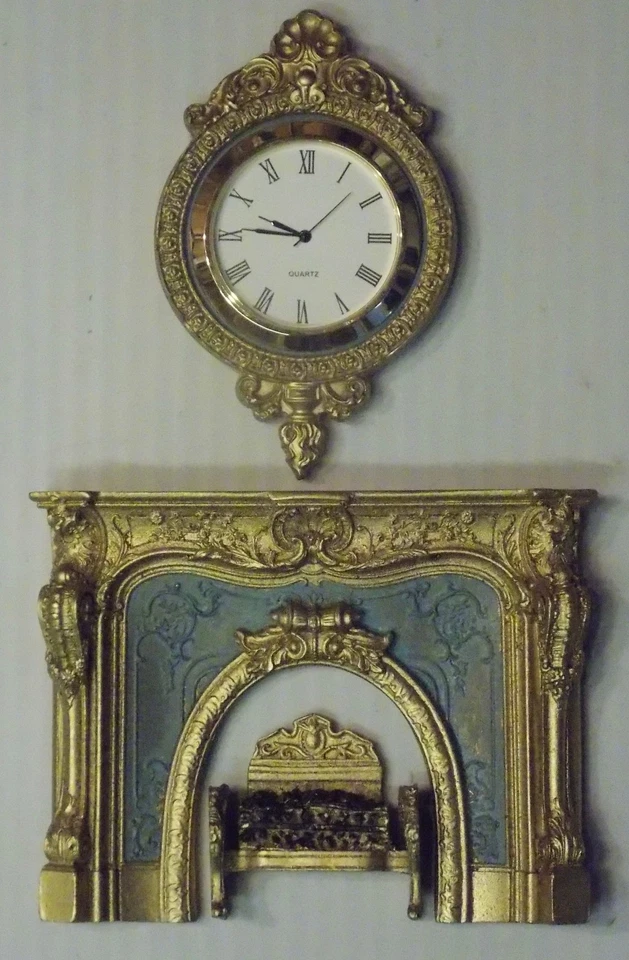 Кукольный домик декоративный камин и рабочие часы масштаб 1/12 - Изображение 1 из 1