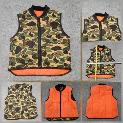 VTG Camo Camouflage Orange Hi Visibility Hunting Reversible Vest Mens L Large? - Image 1 of 4