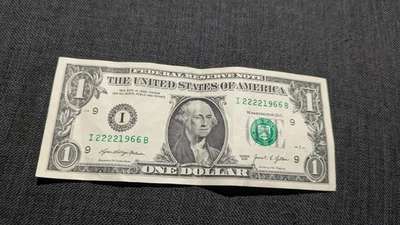  Quad Leading birthyear 1966 Fancy One Dollar Bill Note I 22221966B - Image 1 of 3