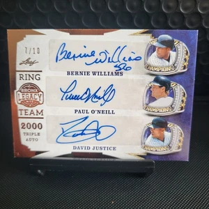 Bernie Williams Paul O'Neill David Justice Auto /10 Leaf Bronx Legacy Yankees - Picture 1 of 13