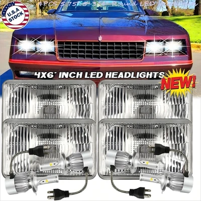 Faros LED de haz alto/bajo Fit Chevrolet Monte Carlo 1980-1988 Caprice 4 piezas 4x6" Foto 1 de 4