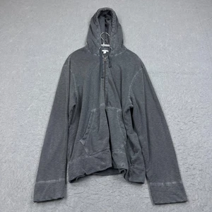 James Perse Hoodie Mens 4 Gray Full Zip Sweatshirt Burnout Vintage Supima Cotton - Picture 1 of 12