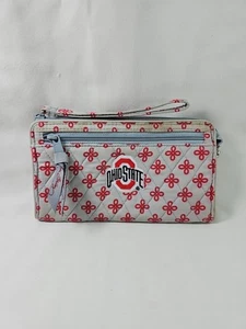 Ohio State Vera Bradley Kalbsleder Geldbörse scharlachrot & grau Reißverschluss 7,5 x 4,5" 9 Taschen - Bild 1 von 5